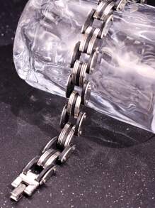 1 pieza Brazalete de cruz de acero inoxidable de estilo punk para hombres, regalo para fiestas/días festivos
