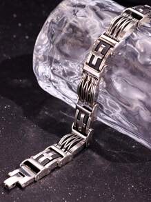 1 pieza Brazalete de cruz de acero inoxidable de estilo punk para hombres, regalo para fiestas/días festivos