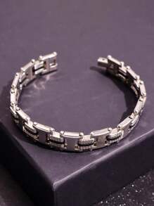 1 pieza Brazalete de cruz de acero inoxidable de estilo punk para hombres, regalo para fiestas/días festivos