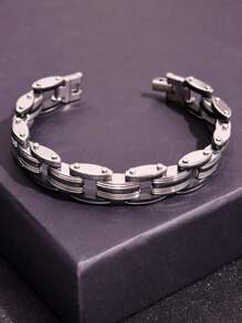 1 pieza Brazalete de cruz de acero inoxidable de estilo punk para hombres, regalo para fiestas/días festivos