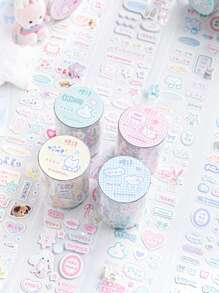 1 rolo de fita adesiva decorativa para scrapbooking com grafite fofo, série "Tenho algo para te contar", adequada para presentes, escritório, casa, marcação, etiquetagem, sala de aula, brinquedos de entretenimento, diários de estudantes, enfeites faça você mesmo, material escolar, volta às aulas