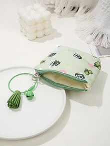 熊貓學生鈴形包，適用於收納耳機和口紅 - 綠色 - 查看 3