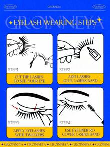 GROINNEYA 6对猫眼假睫毛，透明带假睫毛，狐狸眼假睫毛，仿貂毛假睫毛，自然妆效假睫毛，短款睫毛嫁接，化妆 (T04) - 黑色 - 查看 8