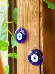 1pc/2pcs Blue Evil Eye Wall Hanging Decoration Home Wind Chime Hanging Decoration Amulet Car Rear View Mirror Hanging Holiday Gift,Home Decor ,Room Decor,Wall Decor