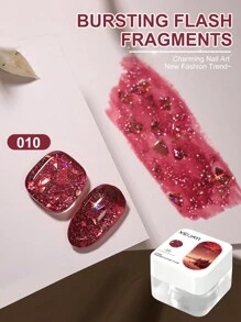 XEIJAYI 10 Colors 8g Holographic Reflective Nail Gel With Crushed Diamond Nail Gel Effect Suitable For Personal & Salon Use Nail Art Manicure DIY Salon Women Gift - 彩色 - 查看 12