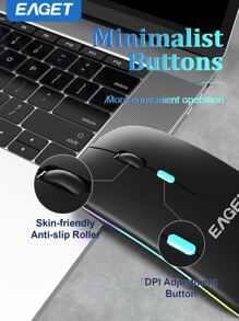 Portable Silent Wireless Mouse 2.4G Led Light Compatible With Laptop And Tablet Dual Mode Wireless Mouse 7-Color RGB Backlit Battery-Operated Wireless Mouse