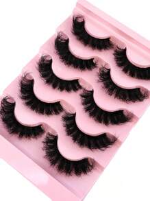5 Pairs/Pack Natural Fluffy Faux Mink Lashes, Charming Messy Lashes, 8D Lengthening & Volumizing Lashes, Fox Eye Lifting Makeup Effect, Eyelash Extensions, Eyelashes, False Lashes - Black - View 3