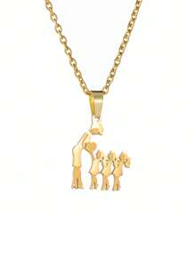 Mom Daughter Pendant Mother's Day Necklace Stainless Steel Jewelry For Women Wife Men Family Charm Love Gifts Valentines,Mom,Mother,Mother's Day,Gift - Gold - View 12