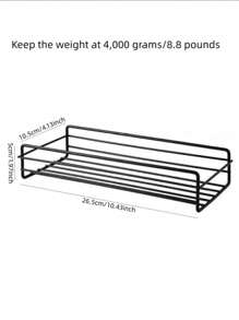 1 件浴室搁板，无孔浴室壁架，浴室水槽化妆品储物架，浴室杂物收纳架，浴室配件 - 黑色 - 查看 2