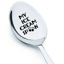 1pc, Funny Ice Cream Spoon Gift Set - Perfect For Ice Cream S - Ideal Birthday Ift - Silver White - View 1
