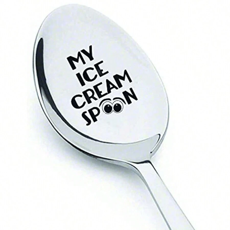 1pc, Funny Ice Cream Spoon Gift Set - Perfect For Ice Cream S - Ideal Birthday Ift - Silver White - View 1
