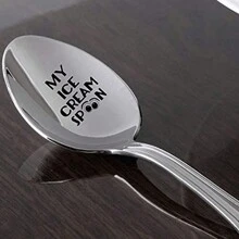 1pc, Funny Ice Cream Spoon Gift Set - Perfect For Ice Cream S - Ideal Birthday Ift - Silver White - View 4