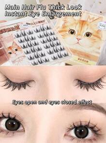 36 Bundles Of Artificial Mink Fur, 3D Natural Effect, Easy To Apply To The Eyes, Reusable, Instantly Enlarged, Segmented Design For Various DIY Options, Giving You A Personalized Pair Of Big Eyes(Cat)