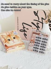 36 Bundles Of Artificial Mink Fur, 3D Natural Effect, Easy To Apply To The Eyes, Reusable, Instantly Enlarged, Segmented Design For Various DIY Options, Giving You A Personalized Pair Of Big Eyes(Cat)