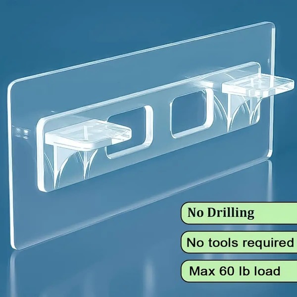 4/10pcs Double Row Plate Bracket, Self-Adhesive Wardrobe Divider Holder Hook, Right Angle Support, Traceless Hook