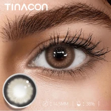TINACON 1雙/2片14.5mm棕色天然隱形眼鏡高含水量舒適佩戴美瞳，適用於棕色眼睛，贈送小禮品 - 棕色 - 查看 5