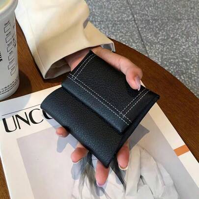 Carteira vintage minimalista feminina curta e carteira de motorista 2 dobras porta-cartões fofo para mulheres carteira mini carteira bolsa carteira carteira moeda carteira