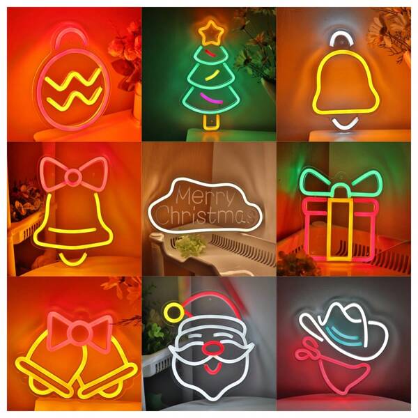 1PC 5V USB Halloween/Christmas/Valentine's Day Gifts Handmade Merry Christmas Santa Claus Gifts LED Wall Art Neon Sign Light For Gallery Studio Pub Club Party Room Shop Home Bar KTV Football Soccer Game Match Decoration Gifts