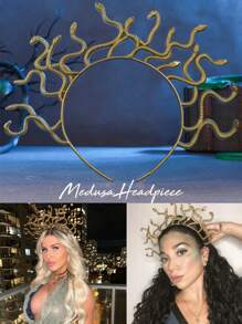 1 pieza Banda para el pelo de disfraz de serpiente Medusa, Accesorio de cabeza de Medusa para la fiesta de Halloween - Gris Claro - Ver 2