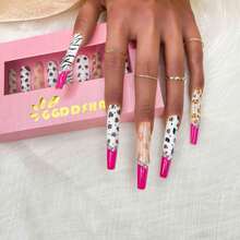 Handmade Press On Nails, Luxury & Custom Fake Nails 3D Handmade Reusable UV Finished False Nails, Hand-Painted Nail - Black and White - View 5