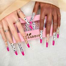 Handmade Press On Nails, Luxury & Custom Fake Nails 3D Handmade Reusable UV Finished False Nails, Hand-Painted Nail - Black and White - View 1
