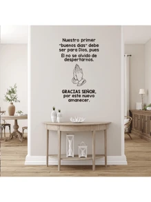 1 peça Adesivo de Parede em Espanhol Bíblia Salmo 4:8 Cristão Jesus Oração Decalque Decoração de Casa Para Sala de Estar Quarto