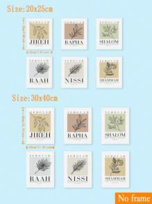 6pcs Modern Minimalist Bible & Christian Plant Wall Decor Art Prints (No Frame)