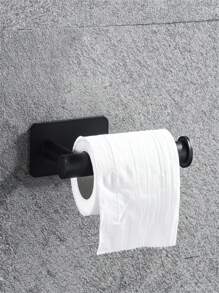 1 pieza Toallero de acero inoxidable negro montado en la pared con ganchos para ropa, sombreros, cocina y baño, estantería adhesiva para papel higiénico, decoración de baño de verano