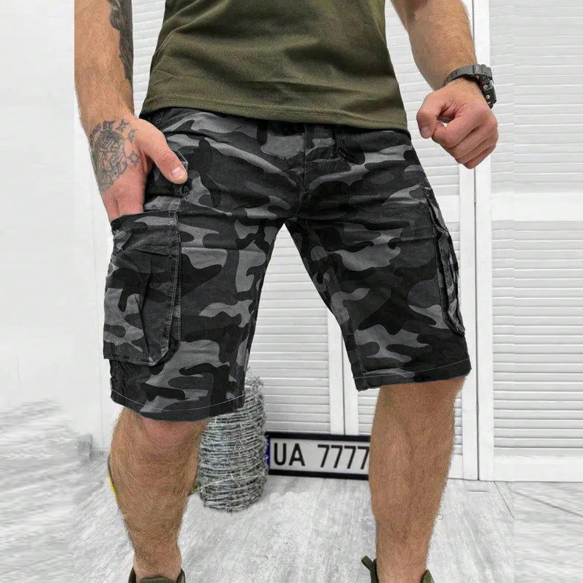 Neue sommerliche modische Cargo-Shorts für Herren, Outdoor Camouflage Lässig Cargo-Shorts, knielanges Bermuda-Shorts - SHEIN - Modalova