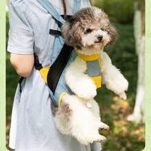 寵物袋，狗袋，便攜旅行背包，戶外貓咪網格胸部四腳背包 - 彩色 - 查看 2