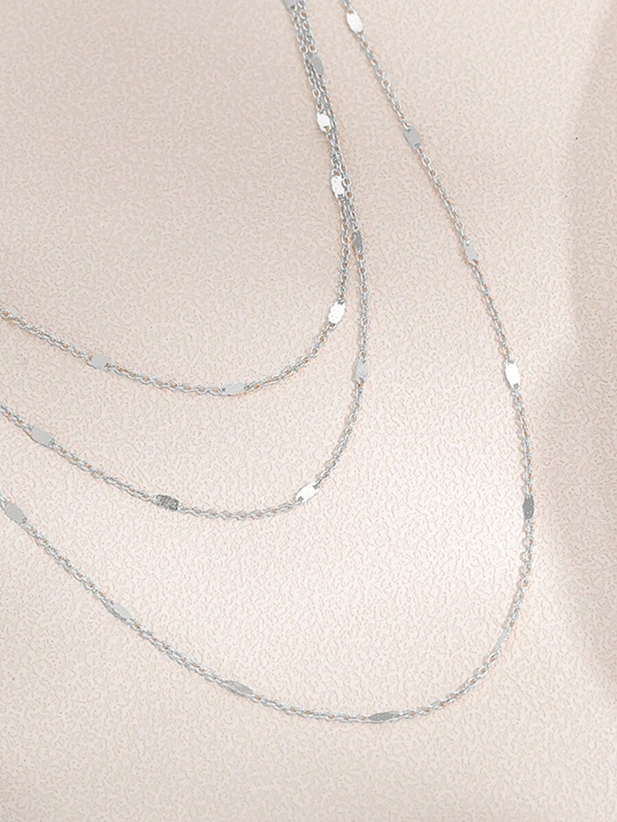 Nooxian 1pc Fashion Minimalist Silver Chain MultiLayer Pendant