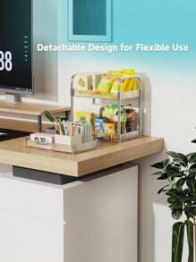 1 件 4&3&2 层家用透明可移动化妆品小推车收纳架，大容量多功能浴室整理展示架，浴室配件户外装饰 - 透明 - 查看 5