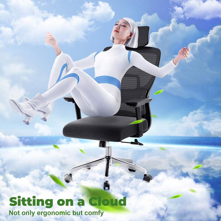 GINRGINR Ergonomic Office Chair, Adjustable High Back Mesh Chair With