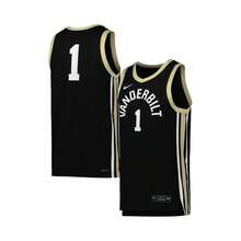 Nike Camiseta de baloncesto réplica de los  Commodores de estilo "novio" # 1 negra para hombre - Negro - Ver 1