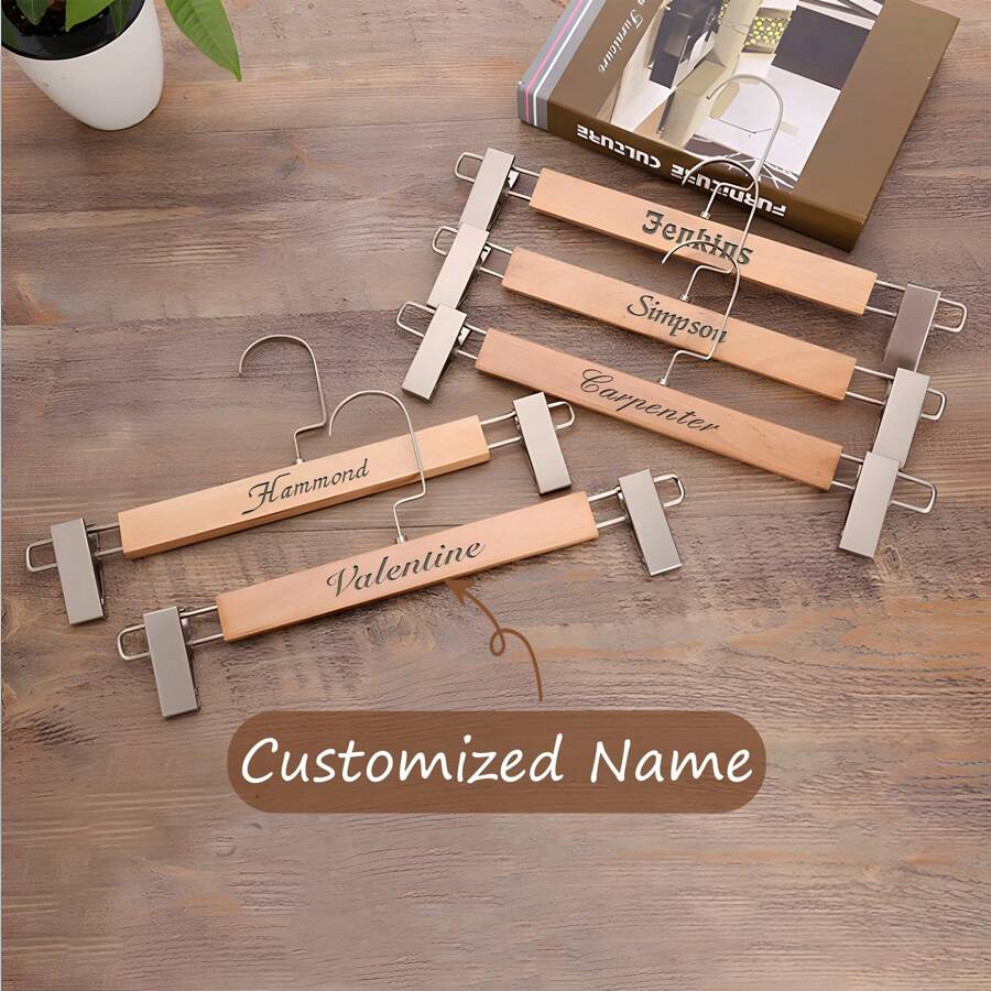 Personalized Wooden Thick Clothes Hanger, Customized Engraved Bridal Wedding Dress/Groomsman, Bridesmaid Gift/Mother's Day/Father's Day Etched Gift, Handmade Clothes Hanger, Solid Wood Clothes Hanger, Housewarming Gift