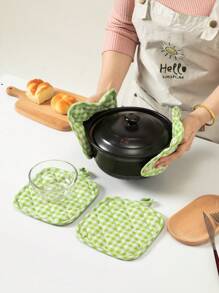 2 pièces/4 pièces Dessous de plat en coton épais isolé, tapis résistant à la chaleur pour la cuisine, la salle à manger, le salon, support de style nordique