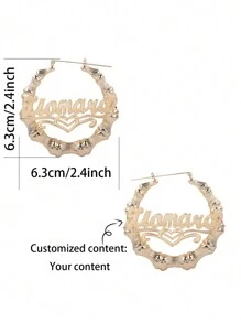 Customized 1 Pair European And American Hip-Hop Style Exaggerated Round Bamboo Joint Creative Water Ripple Texture Car Flower Earrings - Gold - View 8