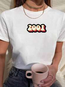 Camiseta Feminina Baby Look Frase Since 20021 Estampado Fofo indireta Várias Cores 100% Algodão - Branco - Visão 1