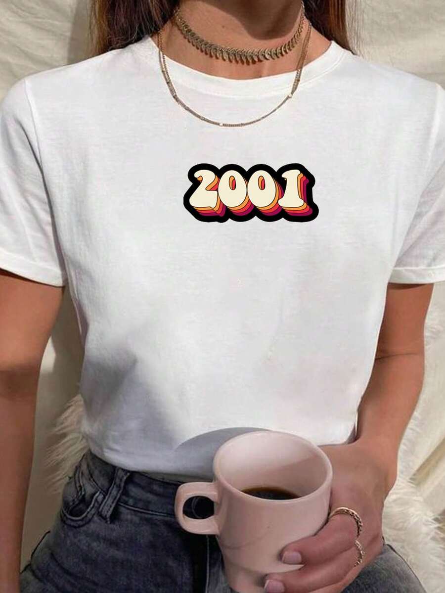 Camiseta Feminina Baby Look Frase Since 20021 Estampado Fofo indireta Várias Cores 100% Algodão - Branco - Visão 1