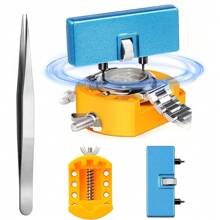 3pcs Watch Battery Replacement Kit, Watch Wrench Back Remover, Watch Case Opener, And Tweezers Set - Yellow - View 1