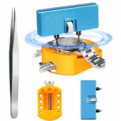 3pcs Watch Battery Replacement Kit, Watch Wrench Back Remover, Watch Case Opener, And Tweezers Set
