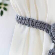 2 pezzi Cinghie per tende stile boho con nappine, senza fibbia, forma a foglia con decorazioni in legno e corda, decorazione tende, ottimi regali