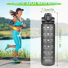 CodiCile Sports Water Bottle 1L With Straw, Leakproof Sports Bottle With Time Markings, Perfect For Running, Cycling, Gym, School And Office - Multicolor - View 5