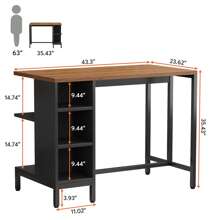 LITTLE TREE Kitchen Island With 5 Storage Shelves, 43 Inch Kitchen Shelf Coffee Bar Table With Large Worktop, Dark Walnut(Stools Not Included) - 深胡桃木和黑色 - 查看 2