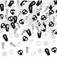 200 Piezas Confeti en forma de anillo de calavera con diamante, brillo y lentejuelas para decoración de fiesta de soltera en estilo gótico. Suministros de mesa para decoración de despedida de soltera, fiesta nupcial, compromiso y boda