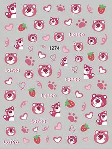 可愛動物美甲貼紙 自粘兔子和熊貓美甲貼片 美甲用品 適用於女性和女孩美甲裝飾 - 彩色 - 查看 7