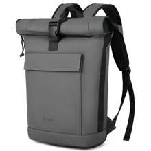 Mochila enrollable para hombres y mujeres, elegante mochila para computadora portátil, impermeable con compartimento para computadora portátil de 17 pulgadas, mochila de viaje grande, mochila escolar para viajes, universidad, trabajo, gris - Gris - Ver 4