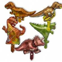 GRUPO CARNAVALLIA 5 Globos Metálicos Dinosaurios Pequeños Centro Mesa Dino - Multicolor - Ver 9