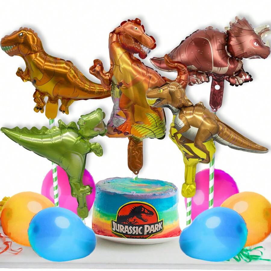 GRUPO CARNAVALLIA 5 Globos Metálicos Dinosaurios Pequeños Centro Mesa Dino