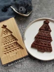 Cippes 1 Stück Holz-Keksform für Weihnachten, mit geschnitzten, geprägten 3D-Rentier-, Weihnachtsbaum- und Weihnachtsmann-Mustern, Küchenbackwerkzeuge, Fondant-Kuchen-Keks-Dekoration, DIY Keksausstecher-Formen - Aprikosenfarben - Übersicht 19